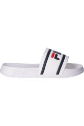 Klapki damskie Fila Morro Bay Slipper 20. Białe klapki damskie Fila, bez wzorów, z materiału, bez obcasa, bez zapięcia. Za 144.00 zł.