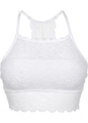 Biustonosz bustier z rozciągliwej koronki. Białe biustonosze bonprix, bez wzorów, z koronki. Za 69.99 zł.