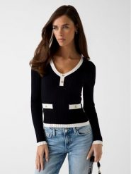 Guess Sweter 180588 Czarny Classic Fit. Czarne swetry klasyczne damskie Guess, xxl, bez kołnierzyka. Za 395.00 zł.