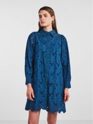 YAS Sukienka koszulowa 26030764 Granatowy Regular Fit. Niebieskie sukienki damskie YAS, bez wzorów, z bawełny, bez ramiączek. Za 599.99 zł.