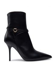 LOVE MOSCHINO Botki JA21089G0LIA0000 Czarny. Czarne botki damskie Love Moschino, ze skóry, bez obcasa, na szpilce, bez zapięcia. Za 1,209.00 zł.