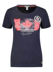 Canadian Peak Koszulka "Jarryeak" w kolorze granatowym rozmiar: XL. Niebieskie bluzki damskie Canadian Peak, xl, bez wzorów, z bawełny, bez kołnierzyka, bez ramiączek. Za 79.03 zł.