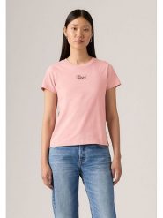 Levi's Koszulka w kolorze jasnoróżowym rozmiar: L. Różowe bluzki damskie Levi's, l, bez wzorów, z bawełny, bez kołnierzyka, bez ramiączek. Za 87.40 zł.