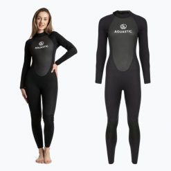Pianka surfingowa damska AQUASTIC z neoprenu 4/3 mm WAVEY. Czarne kombinezony damskie AQUASTIC, na jesień, uniwersalny, bez wzorów, z neoprenu, sportowe, bez kołnierzyka, bez ramiączek, długie. Za 329.99 zł.