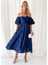 Tazga Sukienka w kolorze granatowym rozmiar: 38. Niebieskie sukienki damskie Tazga, bez wzorów, bez ramiączek. Za 144.58 zł.