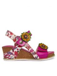 Laura Vita Sandały Bonito 38 Różowy. Czerwone sandały damskie LAURA VITA, bez wzorów, ze skóry, bez obcasa, na koturnie, bez zapięcia. Za 459.99 zł.