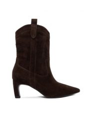 GINO ROSSI Botki EO-ZARA-LT2546 Brązowy. Brązowe botki damskie Gino Rossi, ze skóry, bez obcasa, na słupku, bez zapięcia. Za 419.99 zł.