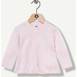 Kardigan w kolorze jasnoróżowym. Czerwone bluzy niemowlęce Grain de blé et Lisa Rose, z bawełny, z okrągłym kołnierzem. W wyprzedaży za 32.95 zł.