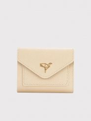 Lucky Bees Portfel "Columbia" w kolorze kremowym - 12 x 10 x 3 cm rozmiar: onesize. Brązowe portfele damskie Lucky Bees, bez wzorów, z materiału. Za 43.99 zł.