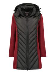Geographical Norway Płaszcz pikowany "Bihac" w kolorze czarno-czerwonym rozmiar: XXL. Czerwone płaszcze damskie Geographical Norway, xxl, z aplikacjami, bez kaptura. Za 249.98 zł.