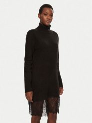 Morgan Sukienka dzianinowa 242-RMAFIX Czarny Slim Fit. Czarne sukienki damskie Morgan, bez wzorów, z dzianiny, bez ramiączek. Za 289.99 zł.