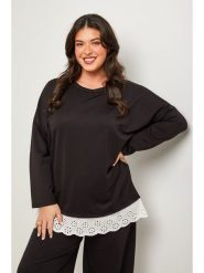 Curvy Lady Sweter w kolorze czarnym rozmiar: 48/50. Czarne swetry klasyczne damskie Curvy Lady, z koronki, bez kołnierzyka. Za 92.21 zł.