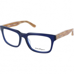 Oprawki "SF2736" w kolorze niebiesko-brązowym. Brązowe okulary przeciwsłoneczne damskie Carrera, Ferragamo. W wyprzedaży za 249.95 zł.