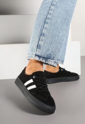 Czarne Sneakersy Klasyczne Tenisówki ze Skóry Naturalnej Alotia. Czarne obuwie sportowe damskie Renee, z jeansu, bez zapięcia, tenisowe. Za 159.99 zł.