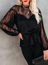 LA Angels Bluzka w kolorze czarnym rozmiar: S. Czarne bluzki damskie LA Angels, s, bez wzorów, z koronki, bez kołnierzyka, bez ramiączek. Za 152.99 zł.