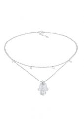 Elli Damski Choker płytkowy Hamsa Hand z kryształami cyrkonii w pozłacanym srebrze 925 Sterling Silver Naszyjniki 1 ct. Szare naszyjniki damskie Elli, z cyrkonią, pozłacane. Za 413.99 zł.