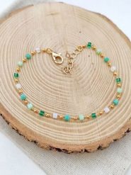 Atelier MIU Pozłacana bransoletka z kamieniami ozdobnymi rozmiar: onesize. Zielone bransoletki damskie atelier MIU, pozłacane. Za 52.45 zł.