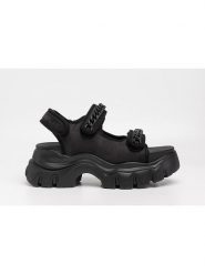 Replay Sandały w kolorze czarnym rozmiar: 40. Czarne sandały damskie Replay, bez wzorów, z otwartym noskiem, bez obcasa, na koturnie, bez zapięcia. Za 217.99 zł.