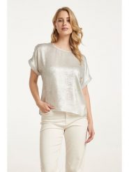Smashed Lemon Bluzka w kolorze srebrnym rozmiar: XL. Szare bluzki damskie Smashed Lemon, xl, bez wzorów, bez kołnierzyka, bez ramiączek. Za 113.95 zł.