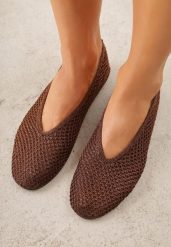 Brązowe Szydełkowe Balerinki VICES z Plecionki Wolfs. Brązowe balerinki damskie Born2be, bez wzorów, z jeansu. Za 99.99 zł.