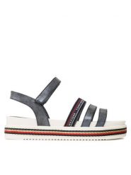 Tommy Hilfiger Sandały Platform Velcro Sandal T3A2-32763-0568 S Granatowy. Niebieskie sandały dziewczęce Tommy Hilfiger, ze skóry, bez obcasa, bez zapięcia. Za 389.99 zł.