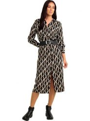 Heine Sukienka w kolorze brązowym rozmiar: 44. Brązowe sukienki damskie Heine, bez wzorów, z wiskozy, bez ramiączek. Za 91.56 zł.