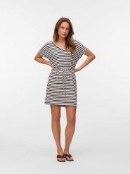 Vero Moda Sukienka w kolorze kremowo-granatowym rozmiar: XL. Brązowe sukienki damskie Vero Moda, bez wzorów, bez ramiączek. Za 79.21 zł.