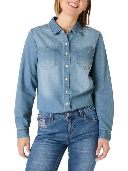 Timezone Koszula dżinsowa w kolorze błękitnym rozmiar: S. Niebieskie koszule damskie Timezone, s, bez wzorów, bez kołnierzyka, bez ramiączek. Za 109.00 zł.