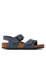 Birkenstock Sandały New York Kids Bf 0087773 Granatowy. Niebieskie sandały chłopięce Birkenstock, ze skóry, bez zapięcia. Za 139.99 zł.