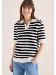 Cecil Koszulka polo w kolorze biało-granatowym rozmiar: XL. Białe bluzki damskie Cecil, xl, bez wzorów, z bawełny, bez kołnierzyka, bez ramiączek. Za 118.56 zł.