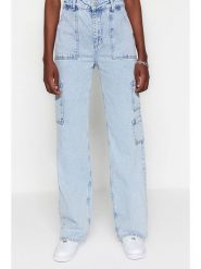 Trendyol Dżinsy - Comfort fit - w kolorze błękitnym rozmiar: 44. Niebieskie jeansy damskie Trendyol, z podwyższonym stanem. Za 86.99 zł.