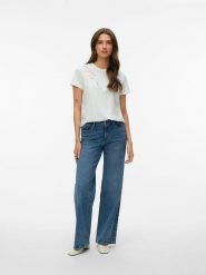 Vero Moda Koszulka w kolorze białym rozmiar: XS. Białe bluzki damskie Vero Moda, xs, bez wzorów, z bawełny, bez kołnierzyka, bez ramiączek. Za 48.73 zł.
