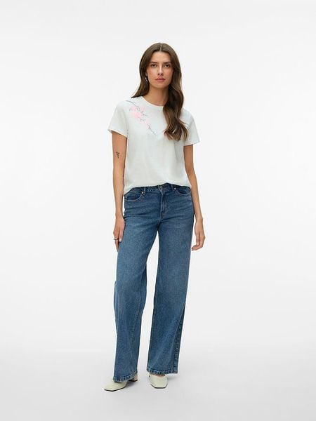 Vero Moda Koszulka w kolorze białym rozmiar: L. Białe bluzki damskie Vero Moda, l, bez wzorów, z bawełny, bez kołnierzyka, bez ramiączek. Za 72.95 zł.