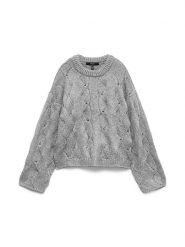 Vero Moda Sweter w kolorze szarym rozmiar: XL. Szare swetry klasyczne damskie Vero Moda, xl, z wełny, bez kołnierzyka. Za 126.75 zł.
