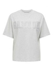 ONLY Koszulka w kolorze szarym rozmiar: XL. Szare bluzki damskie Only, xl, bez wzorów, z bawełny, bez kołnierzyka, bez ramiączek. Za 61.60 zł.