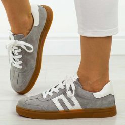 Szare skórzane półbuty damskie Filippo Dp6742/25. Szare obuwie sportowe damskie Filippo, na jesień, z jeansu, bez zapięcia, trekkingowe. Za 219.00 zł.