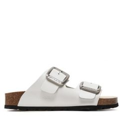 Klapki Grünland. Białe klapki damskie Grünland, bez wzorów, bez obcasa, bez zapięcia. Za 269.99 zł.