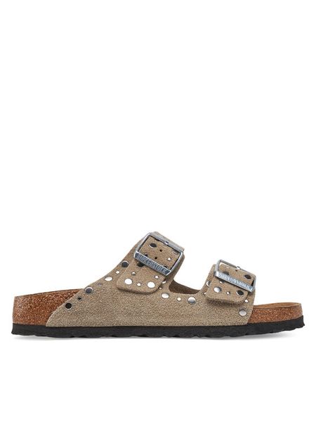 Birkenstock Klapki Arizona Rivet 1029390 Brązowy. Brązowe klapki damskie Birkenstock, bez wzorów, ze skóry, bez obcasa, bez zapięcia. Za 679.99 zł.