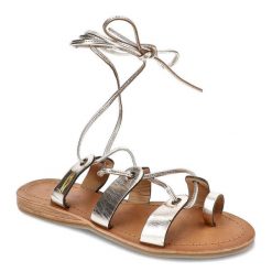 Złote Sandały Les Tropeziennes Skórzane Buty Damskie. Żółte sandały damskie Les Tropeziennes, bez wzorów, bez obcasa, na płaskiej podeszwie, bez zapięcia. Za 189.00 zł.