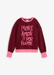 Bluza z mieszanki bawełny. Szare bluzy damskie bonprix, bez wzorów, z bawełny, bez kaptura. Za 94.99 zł.