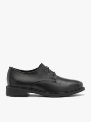 Eleganckie czarne półbuty. Czarne półbuty damskie Ryłko, bez wzorów, ze skóry, bez obcasa, bez zapięcia. Za 379.99 zł.