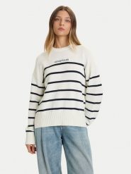 Guess Jeans Sweter W5BR03 Z3HM1 Écru Relaxed Fit. Swetry klasyczne damskie Guess Jeans, xs, z bawełny, bez kołnierzyka. Za 389.99 zł.