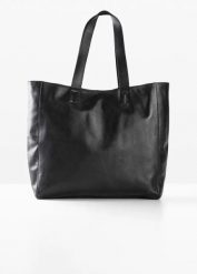 Torebka skórzana typu shopper XXL. Czarne shopper bag bonprix, bez wzorów, bez dodatków. Za 279.99 zł.