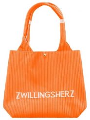 Zwillingsherz Shopper bag "Zwillingsherz" w kolorze pomarańczowym - 40 x 30 cm rozmiar: onesize. Pomarańczowe shopper bag Zwillingsherz, bez wzorów, z materiału, na ramię, bez dodatków. Za 100.52 zł.