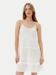 Vero Moda Sukienka letnia Pretty 10325236 Biały Regular Fit. Białe sukienki damskie Vero Moda, bez wzorów, z bawełny, bez ramiączek. Za 129.99 zł.