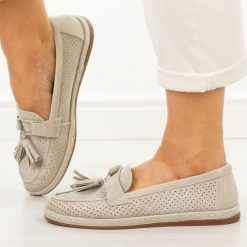 Beżowe skórzane mokasyny damskie Filippo Dp7669/26. Brązowe mokasyny damskie Filippo, na lato, z jeansu, bez obcasa. Za 219.00 zł.