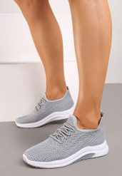 Szare Buty Sportowe z Siateczki Zdobione Wiązaniem Salmerus. Szare obuwie sportowe casual damskie Born2be, z materiału. Za 44.99 zł.