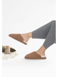 Gooce Wełniane kapcie "Emeralda" w kolorze jasnobrązowym rozmiar: 40. Brązowe kapcie damskie Gooce, ze skóry. Za 173.99 zł.