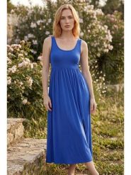 SOULSHAE Sukienka w kolorze granatowym rozmiar: L/XL. Niebieskie sukienki damskie SOULSHAE, bez wzorów, z wiskozy, bez ramiączek. Za 148.95 zł.