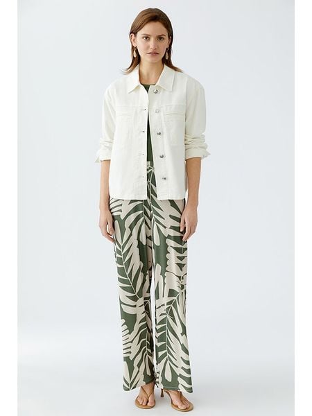 Oui Spodnie w kolorze zielono-białym rozmiar: 40. Zielone spodnie materiałowe damskie Oui, bez wzorów, z materiału. Za 260.99 zł.